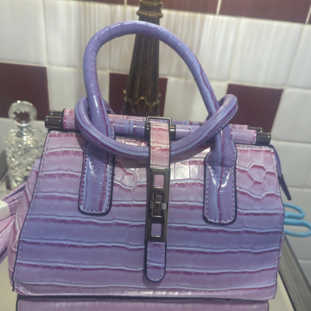 New ombre purple pink crossbody bag with wallet 11x7x5